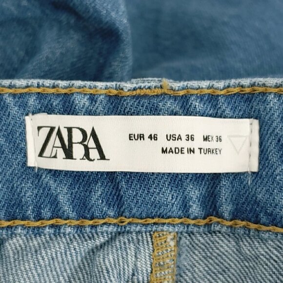 NWT ZARA Men's medium wash pleated tapered jeans - Picture 9 of 11